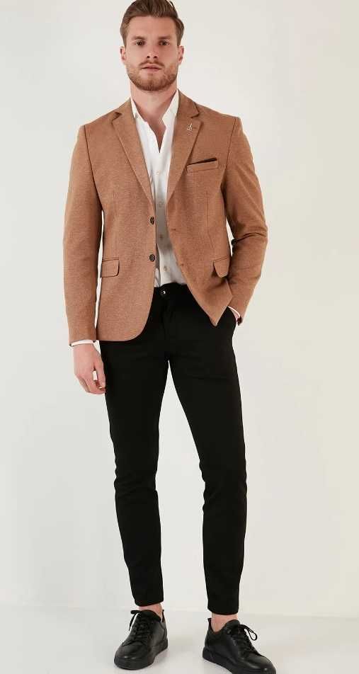 Sacou blazer slim 50 L premium Jack & Jones NOU lana si matase camel