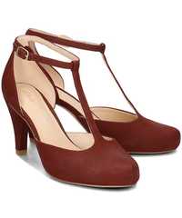 Pantofi Clarks toc 39 rosii caramiziu piele naturala