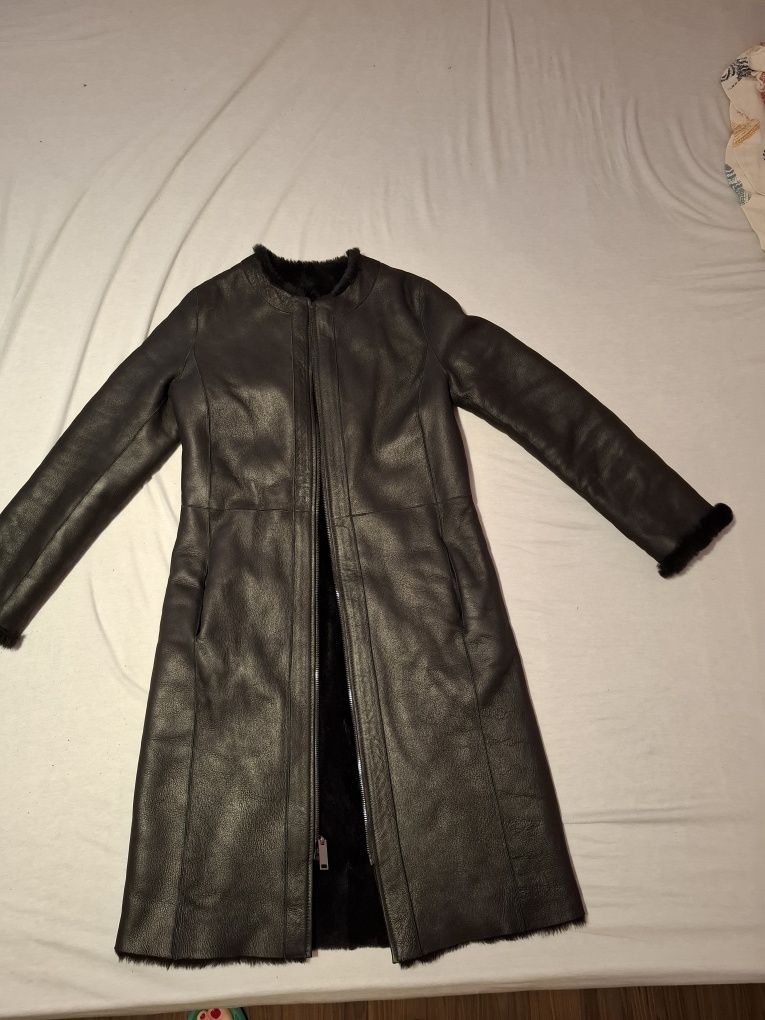 Дамски кожух от естествена кожа и каракул Massimo dutti