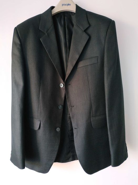 Costum Marios negru texturat,bărbați, Sacou, Vestă și Pantaloni, Nr 48