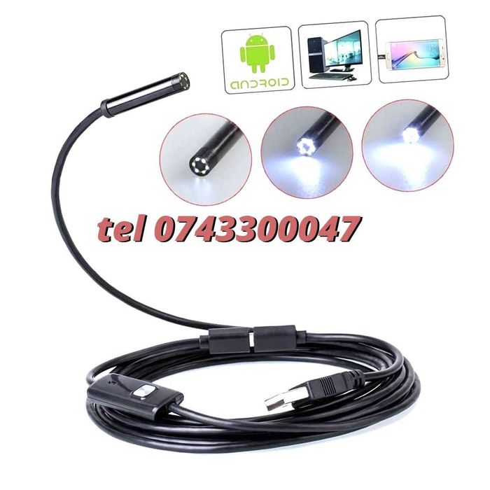 Camera Endoscopica Inspectie Auto  6leduri Hd720p  2m