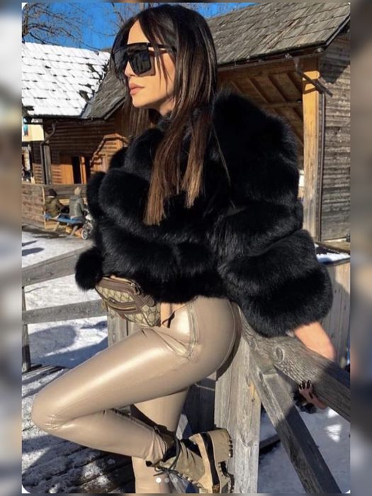 Blana din vulpe naturala model 4 in 1 (haina/vesta)