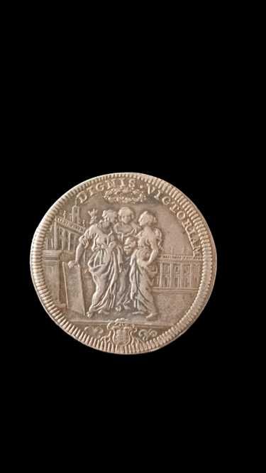 Moneda de argint an 1709, 21 gr Papa Clemens 11 , foarte rara pret fix