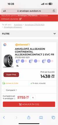 Cauciucuri 275 35 R20 / CONTINENTAL ALLSEASON 4 buc