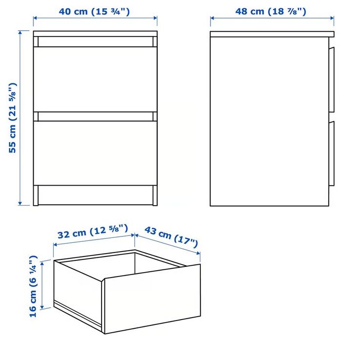 Comoda 2 sertare,40×55 cm