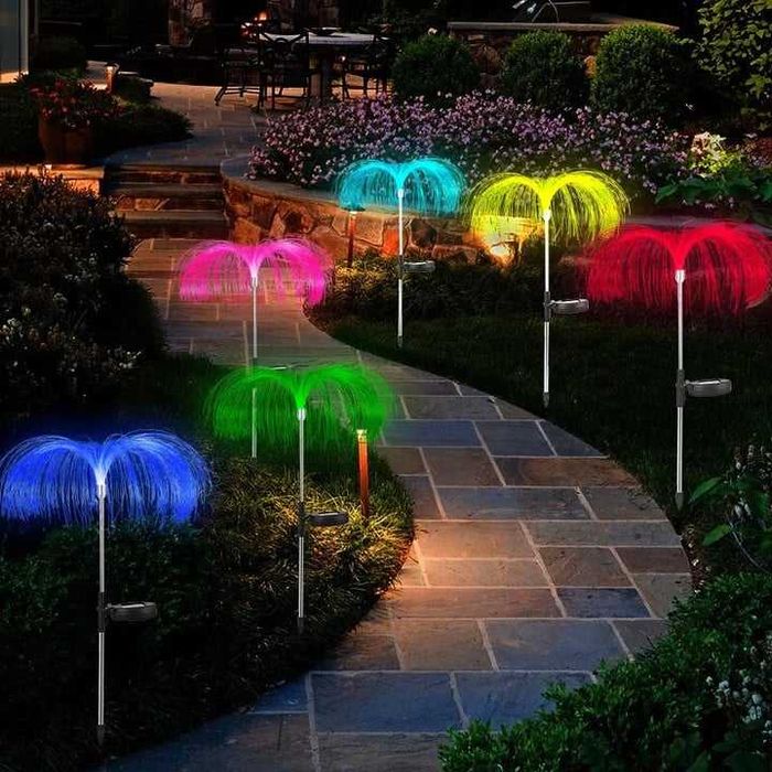 Set 4 lampi solare LED, tip artificii, Lumini pentru exterior