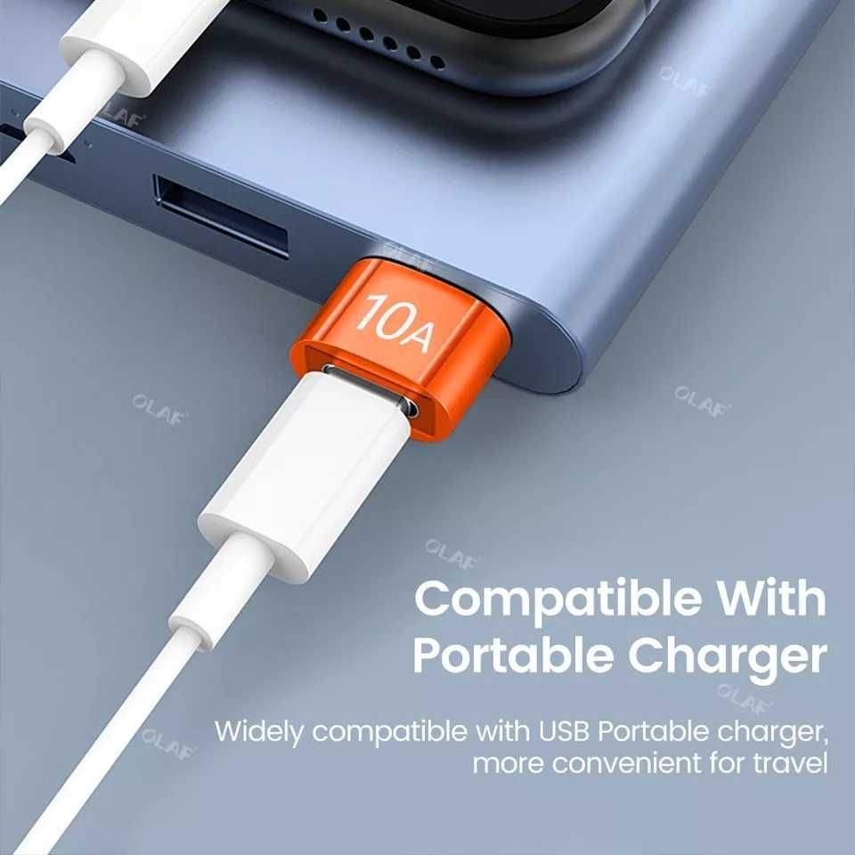 Set 3 adaptoare USB C la USB A, 10A, super fast charge, laptop&telefon