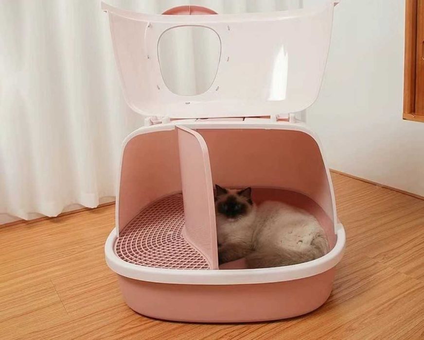 Кошачий лоток с коридорчиком для кошки, туалет для кошки