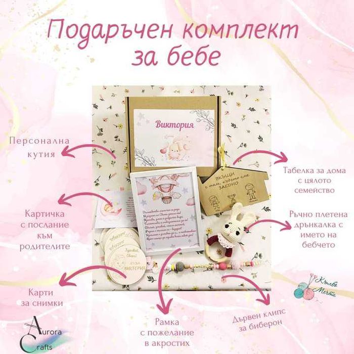 Подаръчен комплект за бебе - ръчна изработка