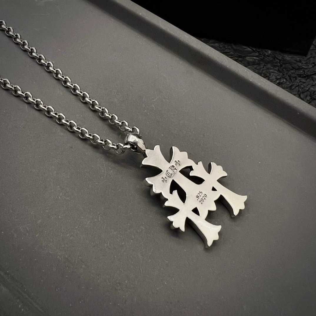 Огърлица Chrome Hearts Triple Cross - Сребро 92