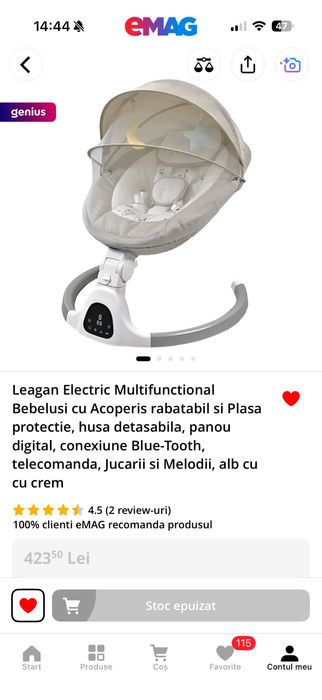 Leagan electric bebelus
