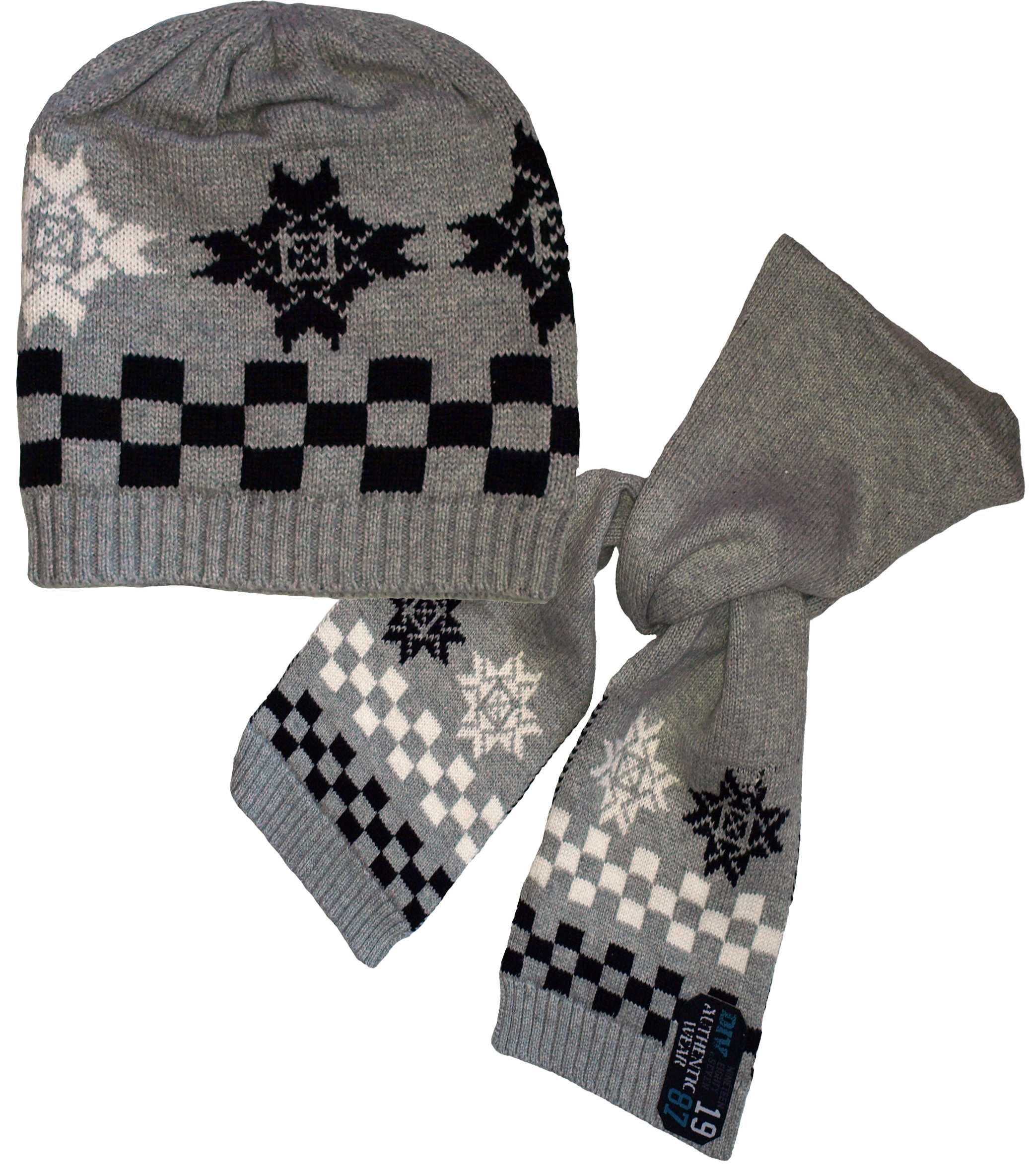 Универсальный комплект из вязаной шапки и шарфа