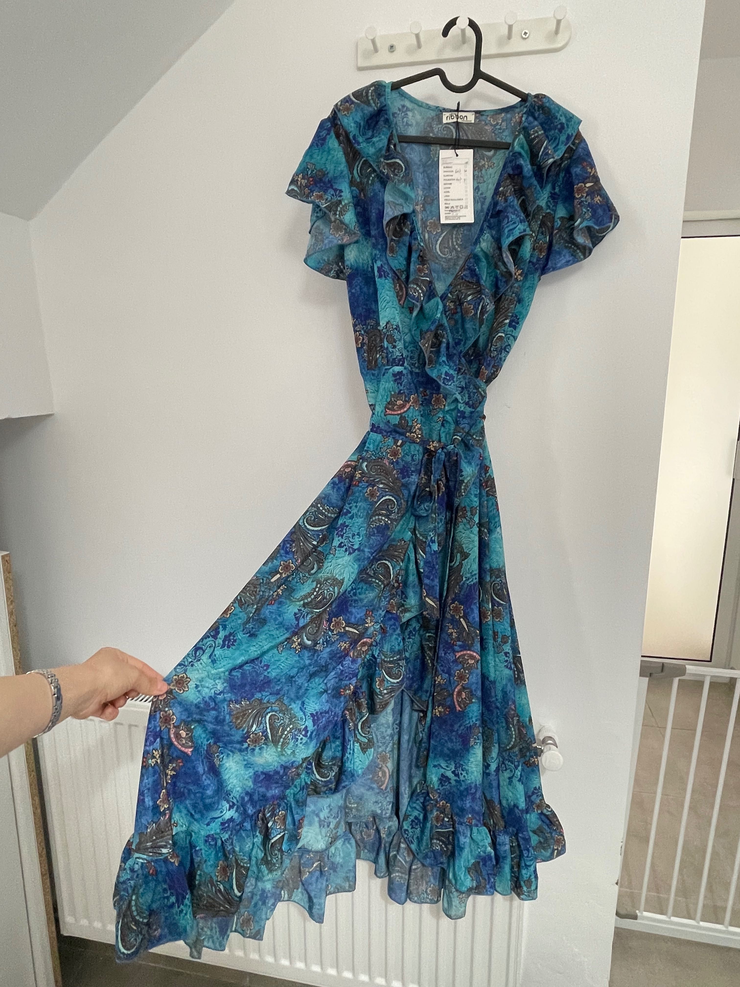 Rochie p’ti loulou midi cocktail parte peste parte Ribbon S-M noua