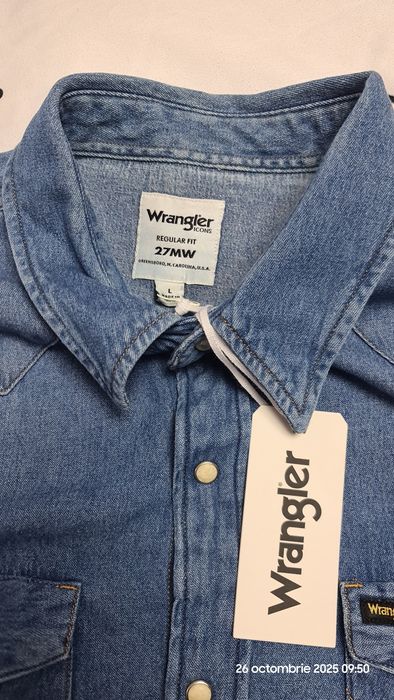 Cămașă bărbați WRANGLER,Originală, mărimea L, Regular Fit, Nouă