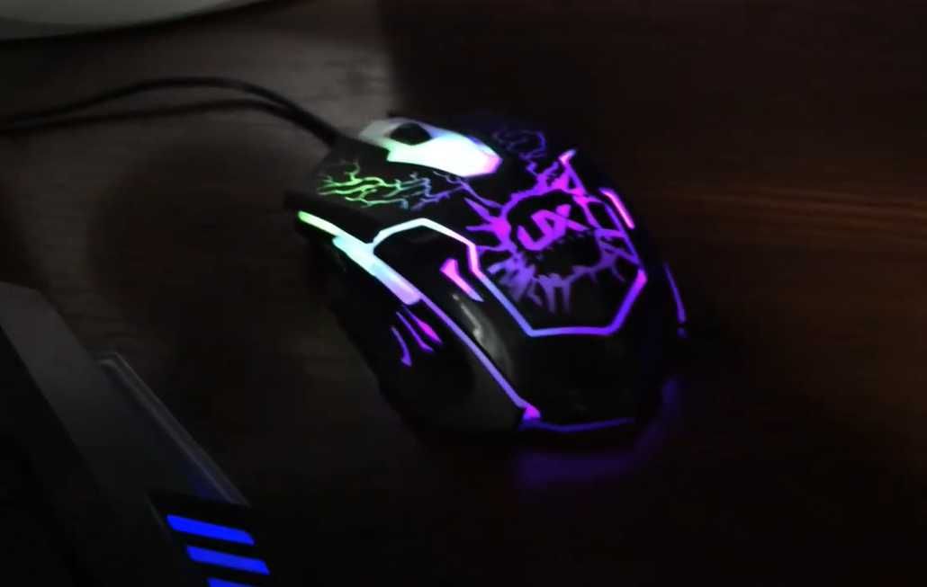 Клавиатура за игри с подсветка и мишка, кабелна клавиатура за компютър