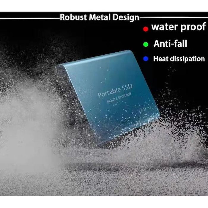Външен хард диск SSD, Алуминий, Преносим, USB 3.0, 2TB, Син