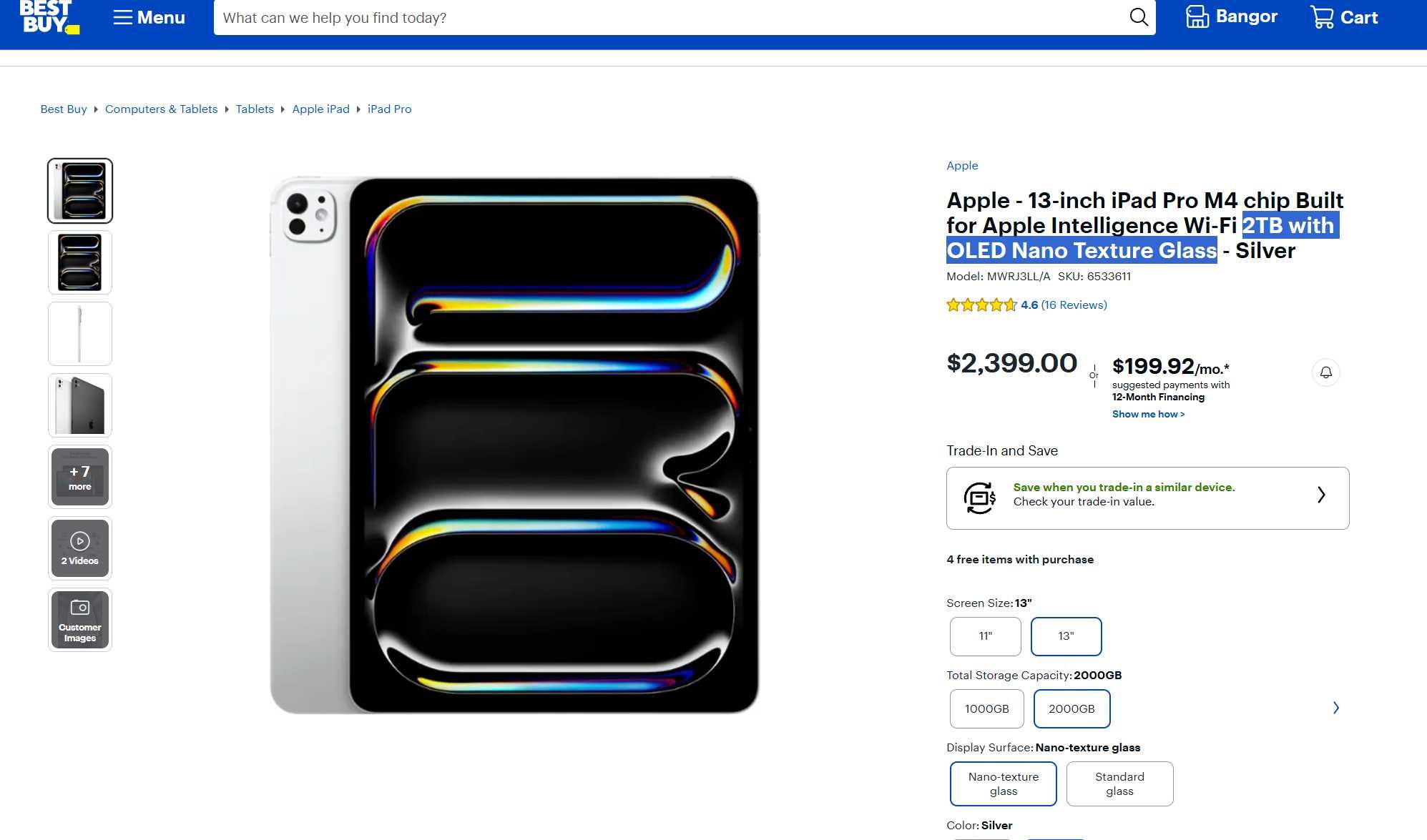 Tableta APPLE iPad Pro 13 M4 WiFi Silver 2024 2TB NOU NanoTextureGlass