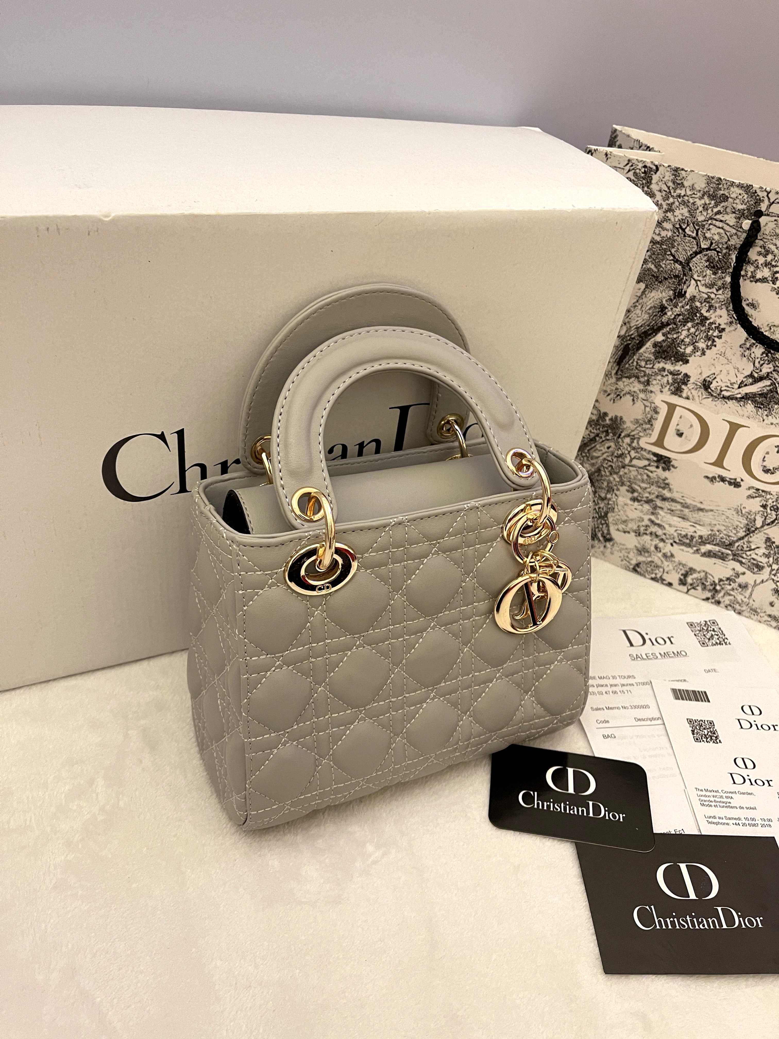 Geanta/Poșetă Christian Dior MEDIUM LADY D-LITE BAG grey