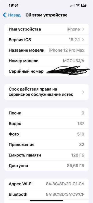 Iphone 12pro max 128 88