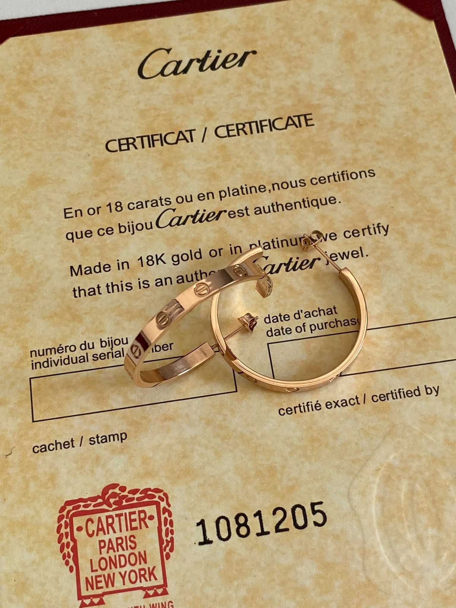 Cercei Cartier LOVE Rose Gold 750 slim