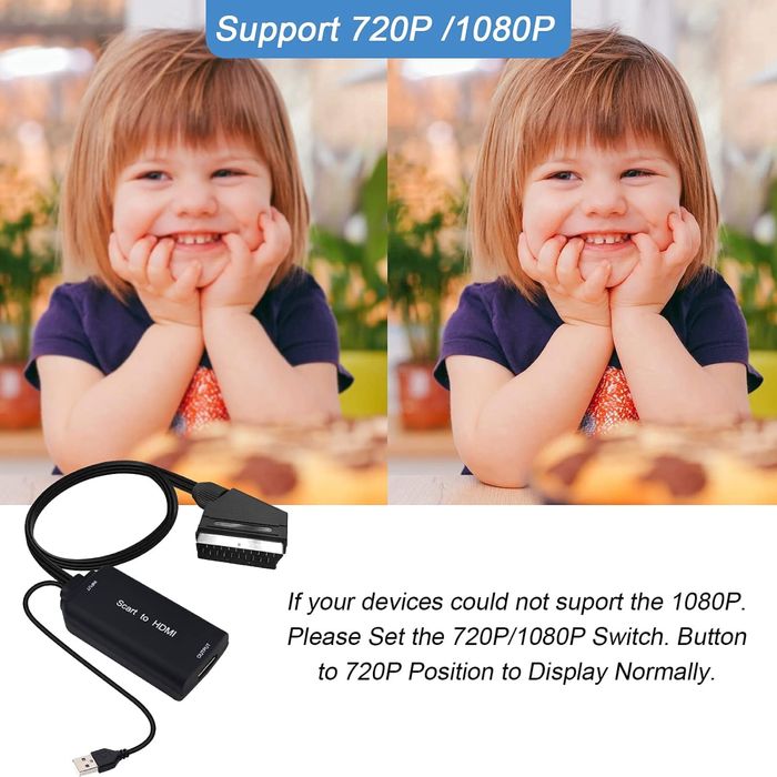 AMANKA SCART>HDMI кабелен конвертор/адаптер +SCART кабел Full HD 1080P