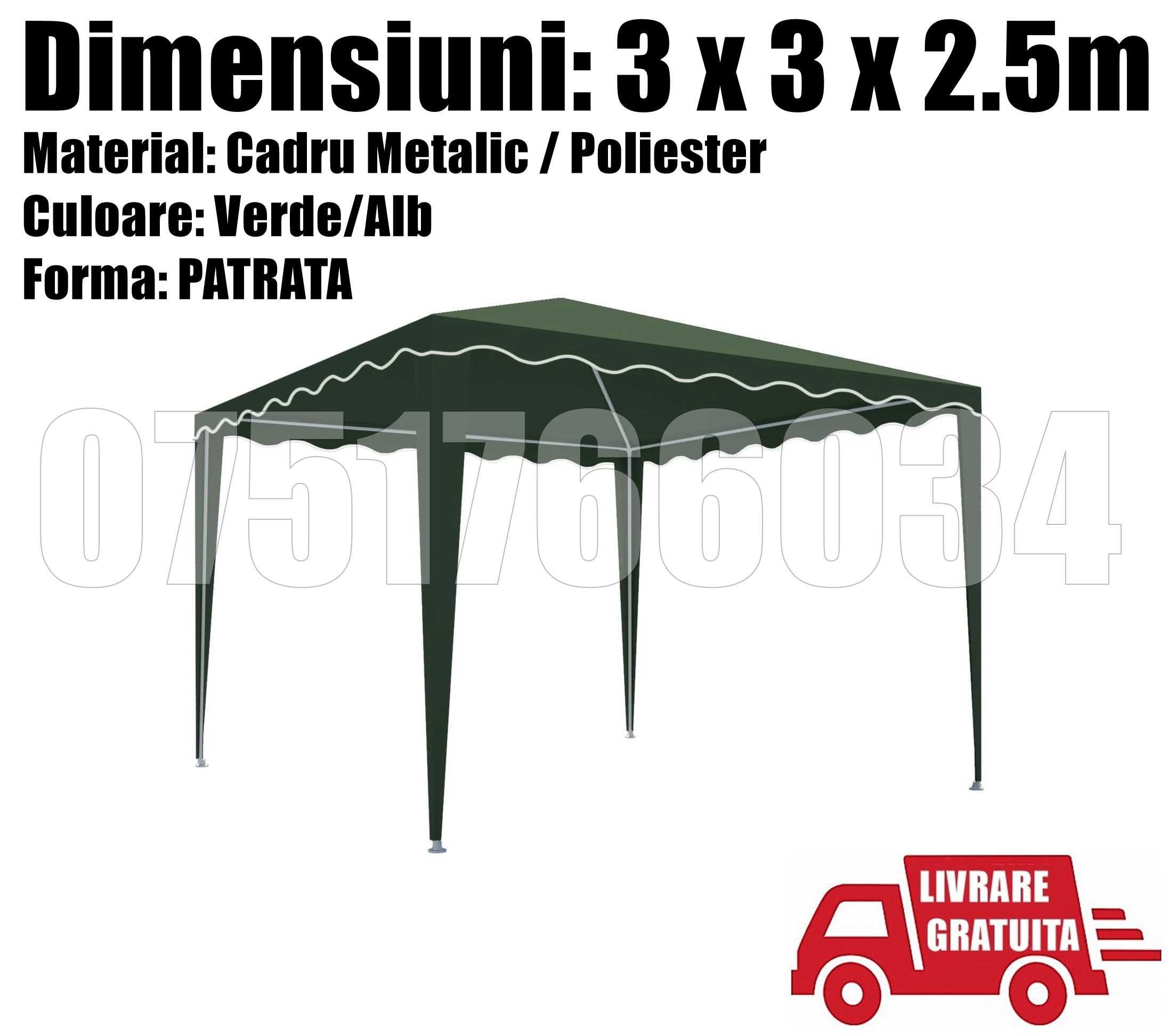 Pavilion CORT Cadru Metal Gradina Terasa 3X3X2.5 M+Livrare GRATUITA !