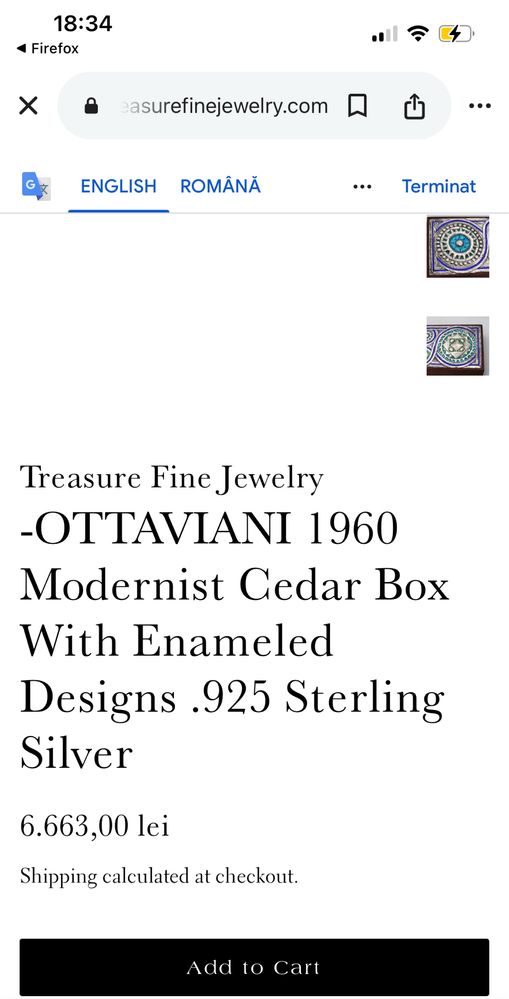Cutie modernista Giovanni Ottaviani,model Vintage deosebit,argint 925,