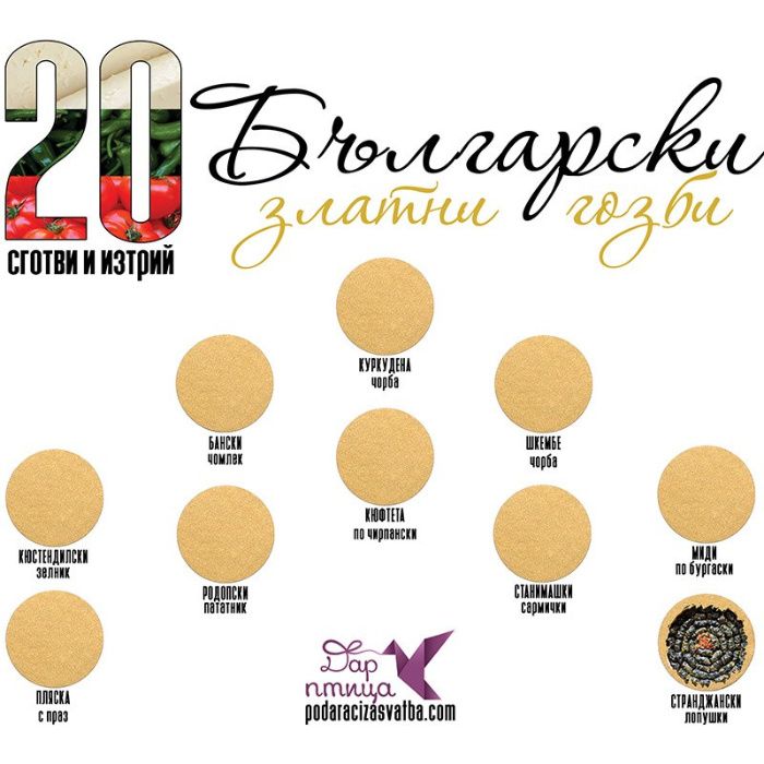 Кулинарен Скреч Постер 20 Златни Български Гозби в Рамка + Картичка