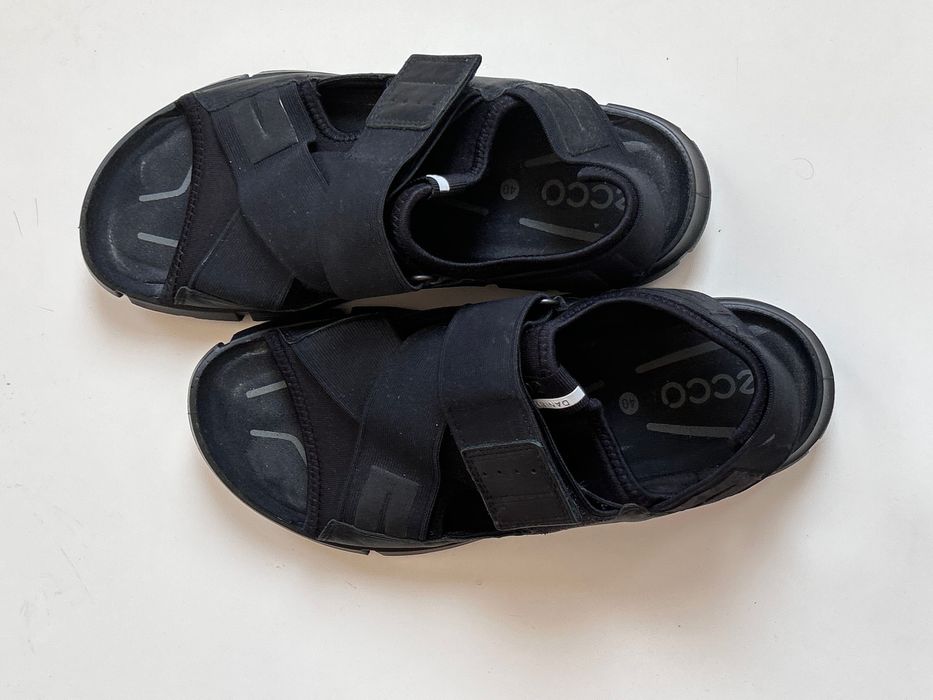 Ecco черни сандали комбинация от текстил и кожа 40номер