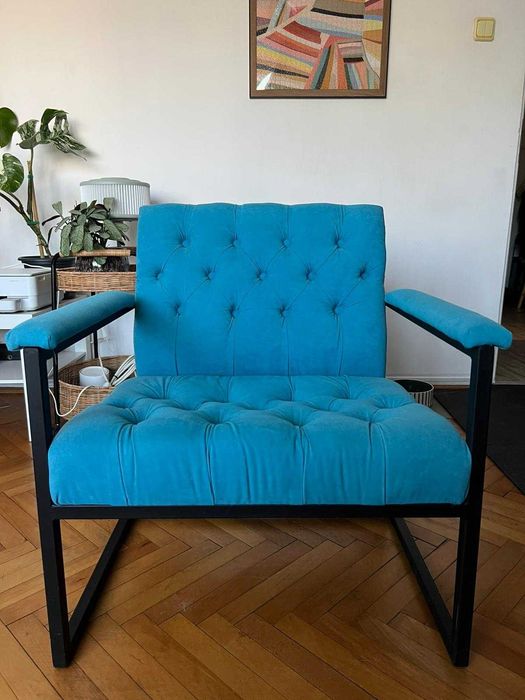 Fotoliu/scan cadru metalic catifea