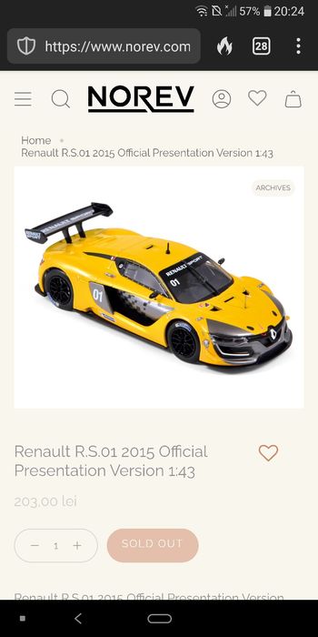 Macheta auto Renault RS01 1/43 Norev