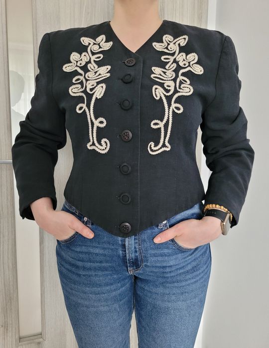 Sacou vintage din in cu broderie