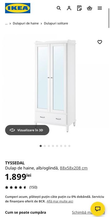 Set mobilier dormitor gama Tyssedal IKEA