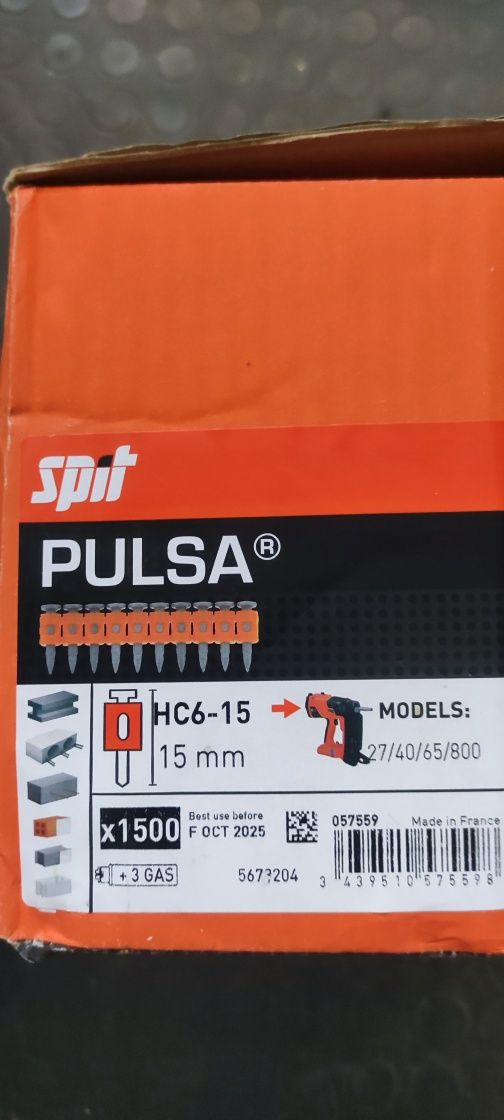Пирони за  Spit Pulsa 15mm.,35mm.Бургий SDS за бетон 6и8,винтове 25мм.