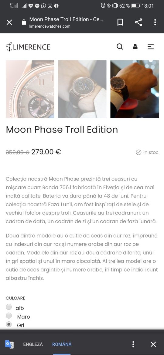 Ceas Limerence Moon Phase Troll Edition ceas de lux norvegian