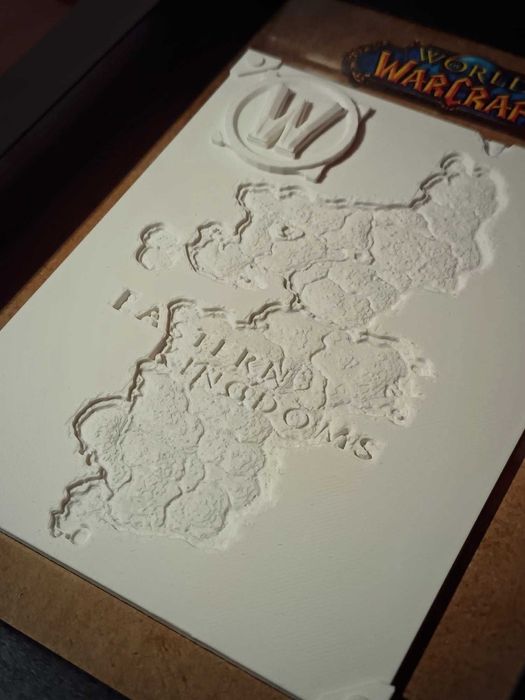 World Of Warcraft - Eastern Kingdoms Hartă în Ramă -3D Printed (22x17)
