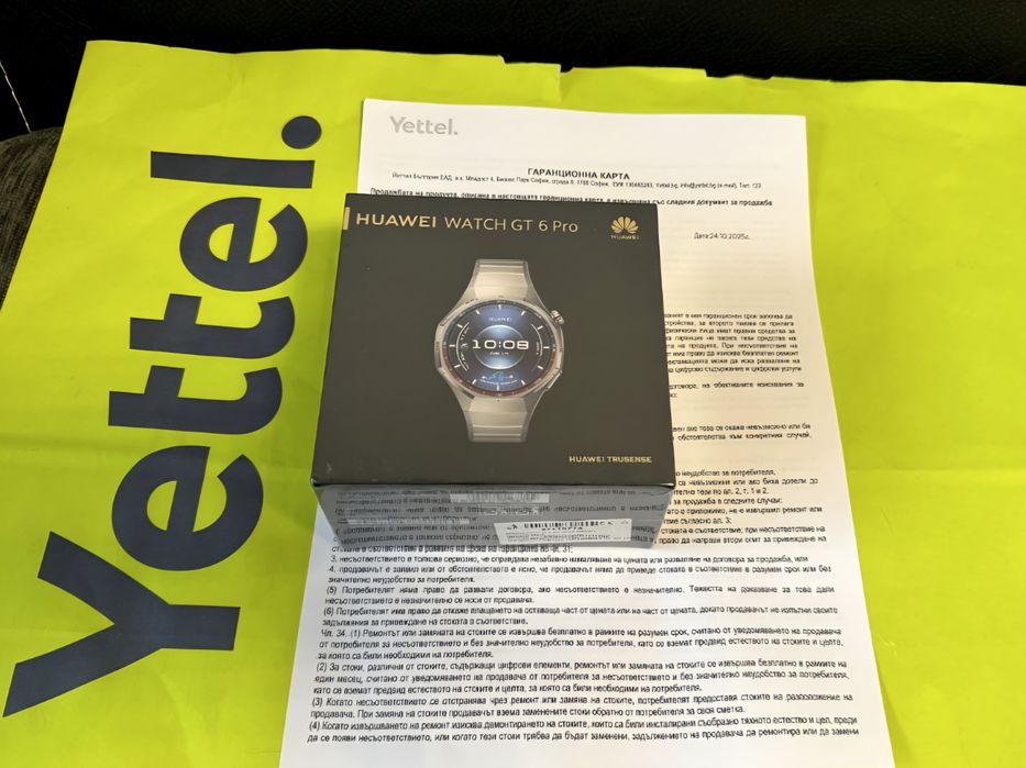 ЗАПЕЧАТАН 46mm Huawei Watch GT 6 Pro | GT6 Yettel Гаранция 2027 Titan