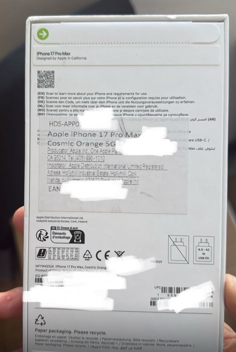 Iphone 17 ProMax Orange 256GB NOU