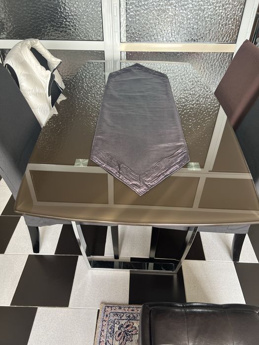 Стъклена трапезарна маса 160/90/76 - WENGE