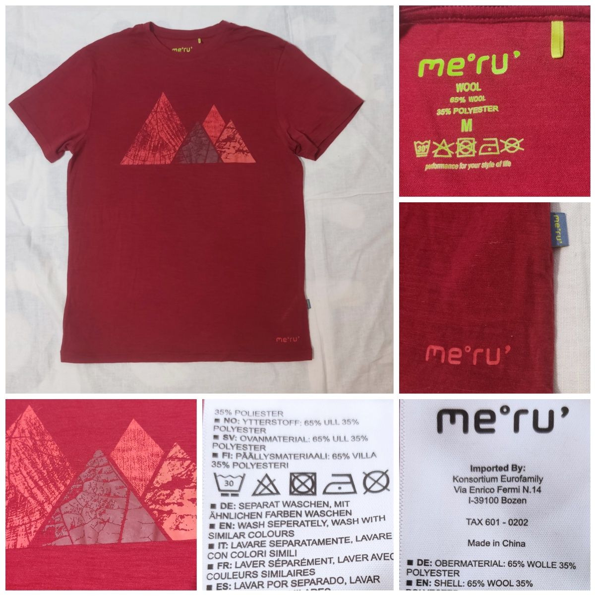 Tricou Me'ru marime M bărbat 65% wool lînă lâna tehnic expediție tura