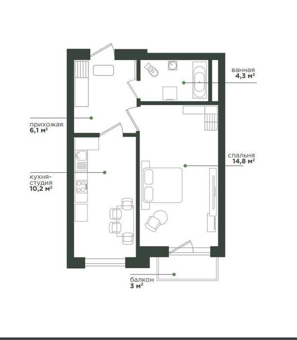 Продается однокомнатная квартира 41 м2 В Яшнабадском р.