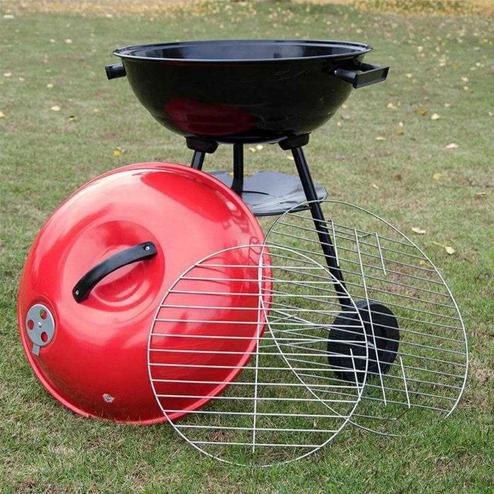 Мангал-гриль с крышкой на колесиках