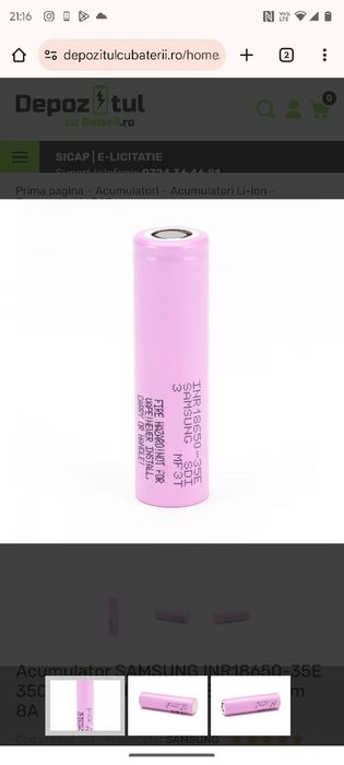 Celule 18650 Samsung INR18650-35E 3400mah - 8A NOI Lot Limitat !!!