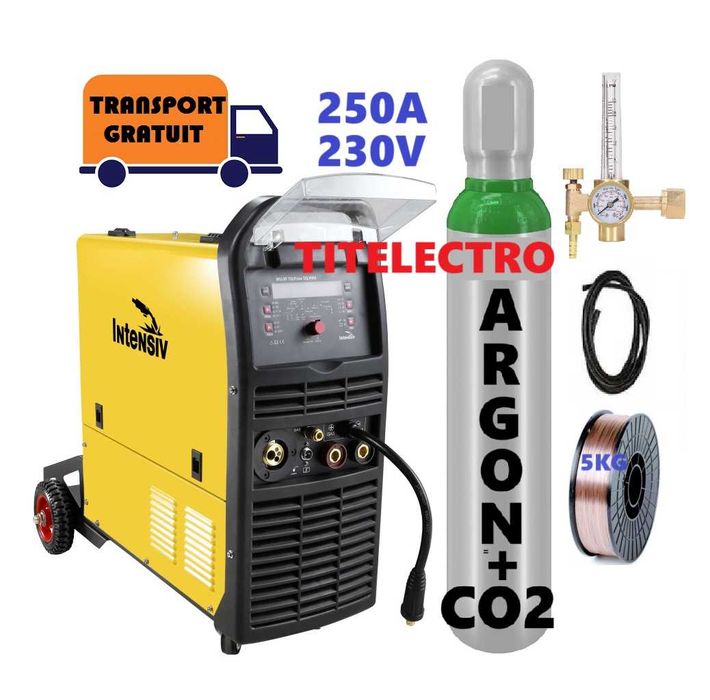 Aparat sudura DIGI MIG 250 + tub 8L corgon PLIN + reductor + sarma 5kg