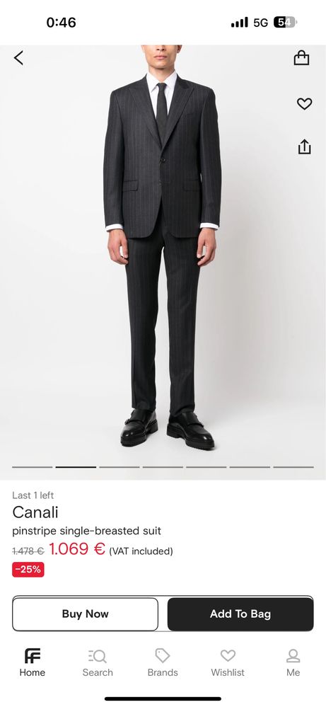 Canali Pinstripe Single-Breasted Suit – Чисто нов, не е носен