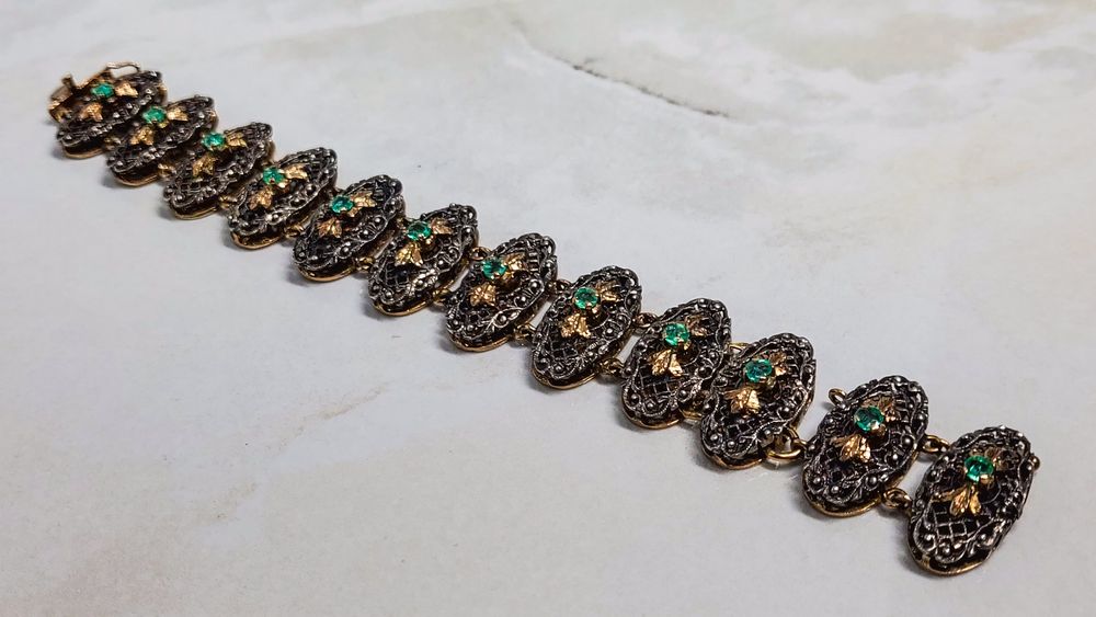 Brățară din aur de 14K cu argint și smaralde naturale – gramaj 25,44 g