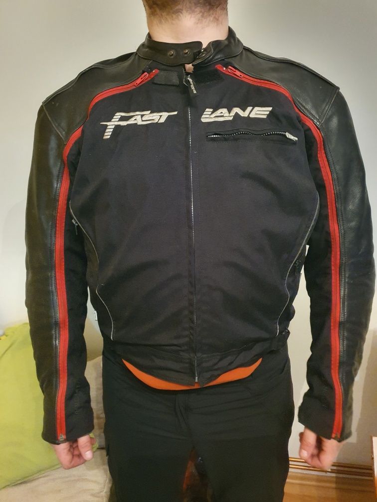 Geaca biker de piele de barbat fast lane vara iarna