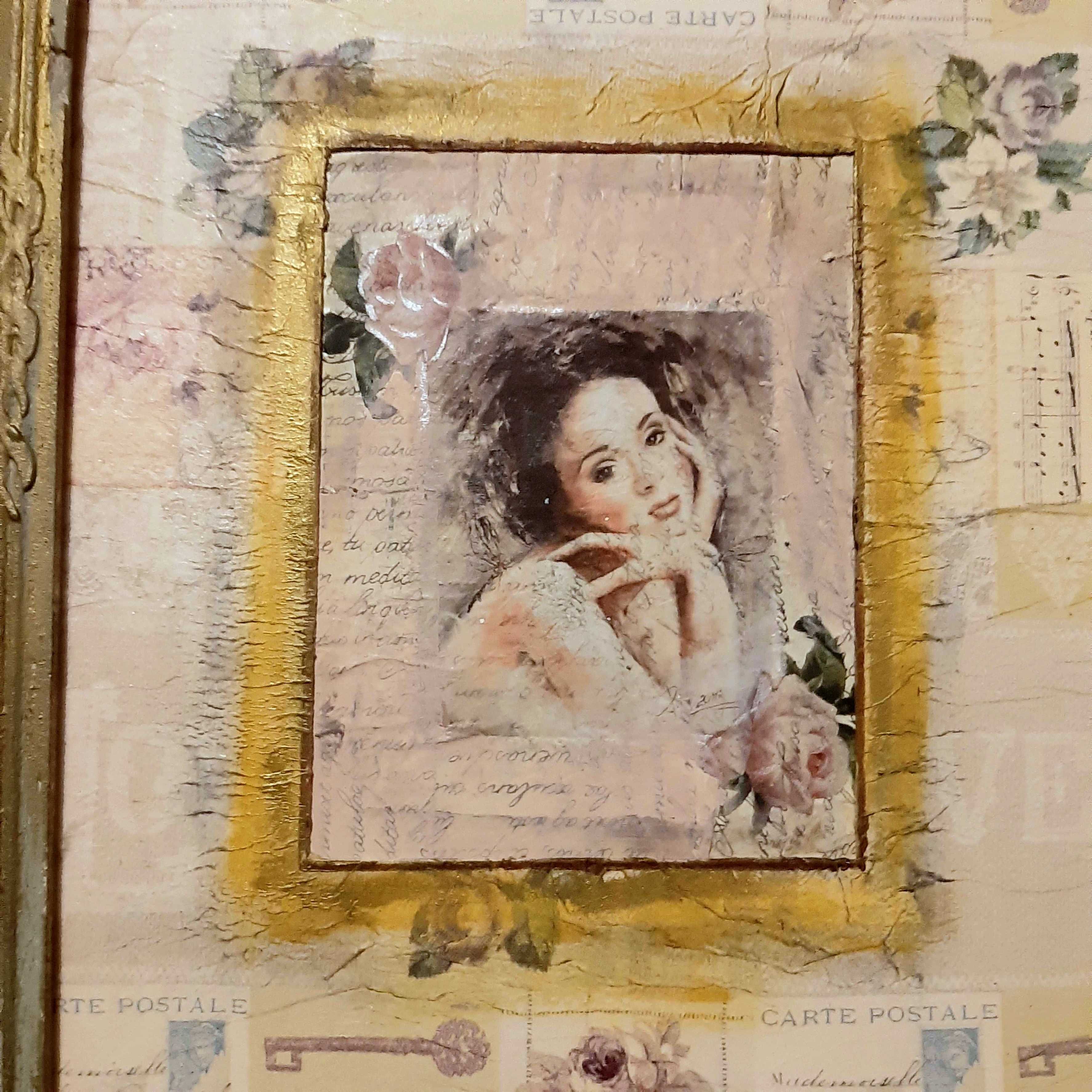 Tablou unicat mixed media decoupage shabby chic intitulat