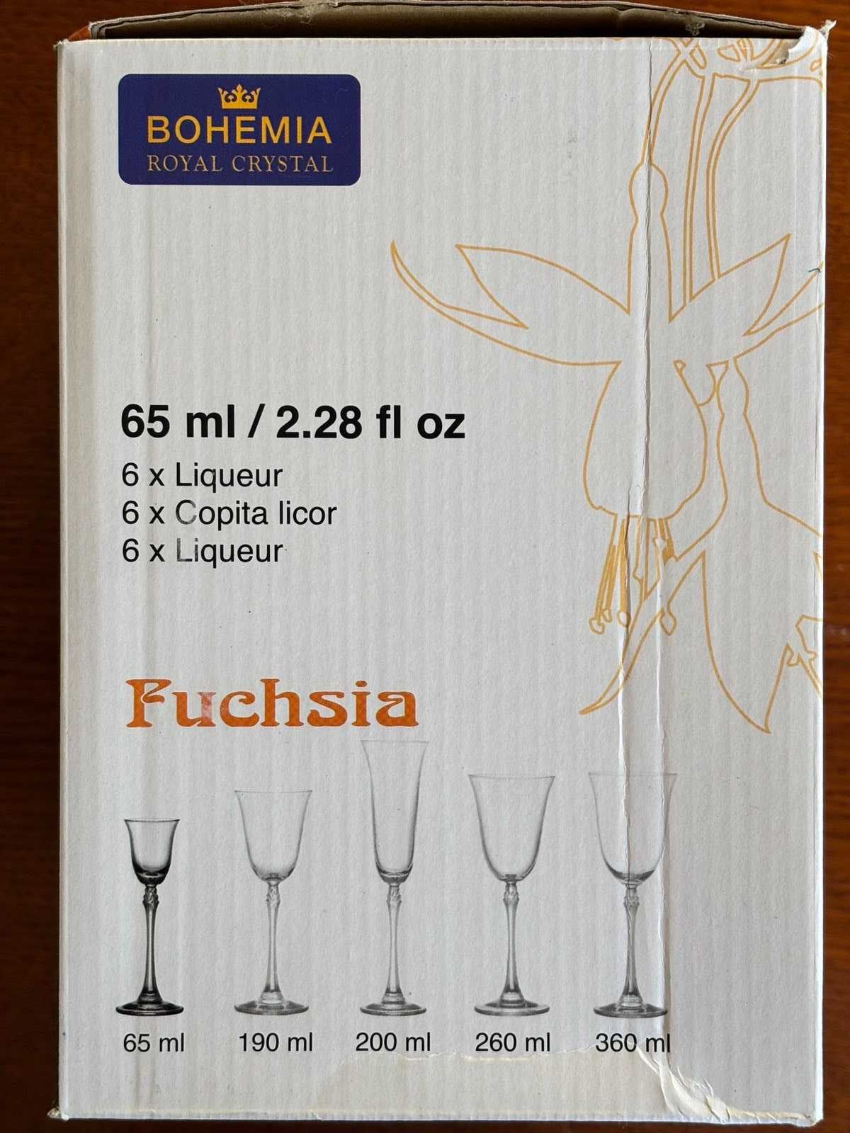 Чаши за ликьор Bohemia Fuchsia, 6 броя