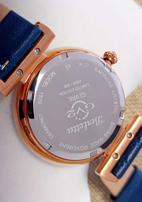 Ceas  Gv2 By Gevril  1509-L3 Berletta Diamond Quartz Blue Dial- Femei